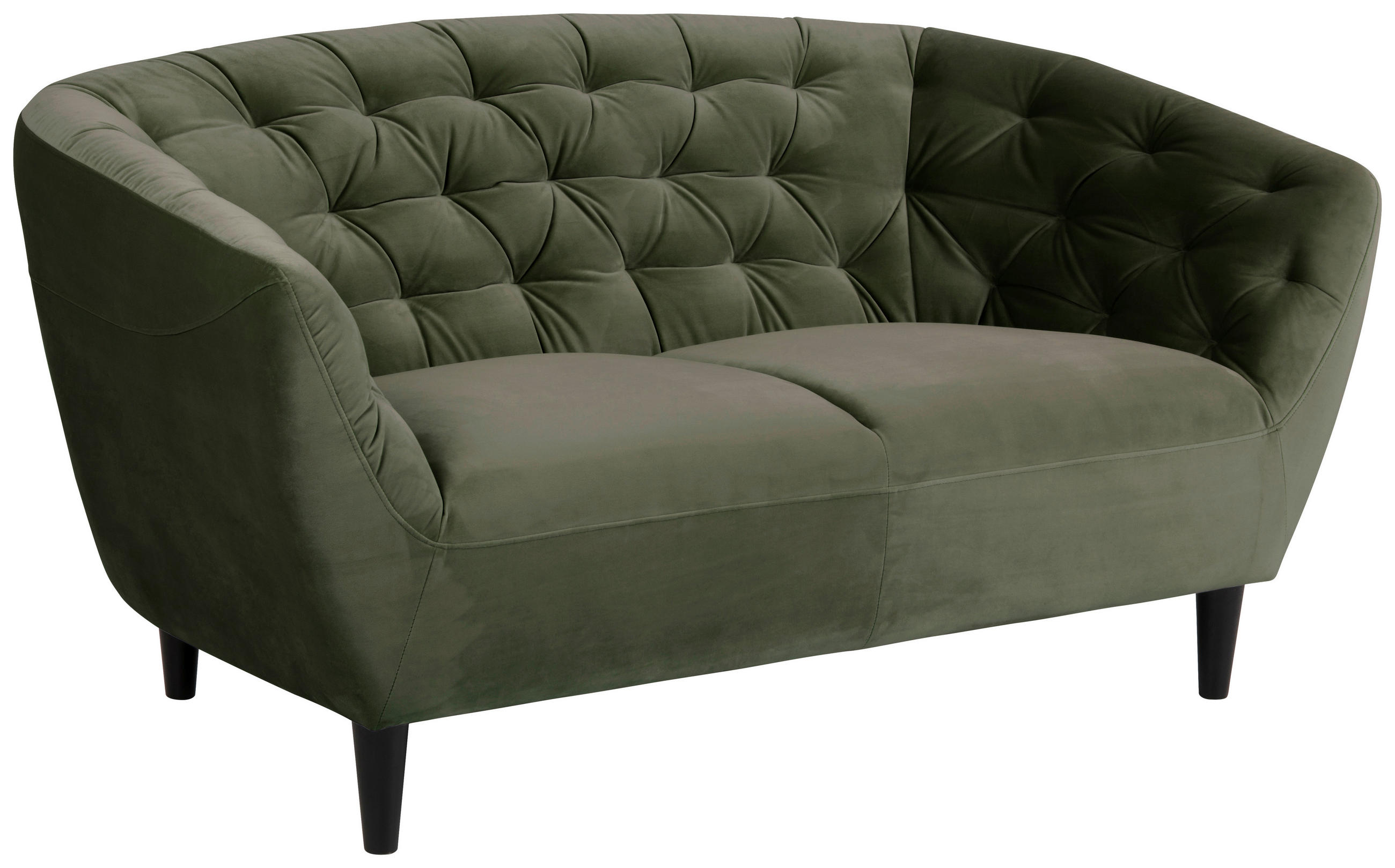 CHESTERFIELD-SOFA Dunkelgrün Samt  - Dunkelgrün/Schwarz, Trend, Holz/Textil (150/78/84cm) - Ambia Home