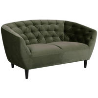 CHESTERFIELD-SOFA  in Samt Dunkelgrün  - Dunkelgrün/Schwarz, Trend, Holz/Textil (150/78/84cm) - Ambia Home
