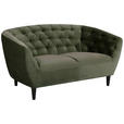 CHESTERFIELD-SOFA  in Samt Dunkelgrün  - Dunkelgrün/Schwarz, Trend, Holz/Textil (150/78/84cm) - Ambia Home