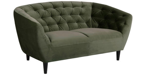CHESTERFIELD-SOFA  in Samt Dunkelgrün  - Dunkelgrün/Schwarz, Trend, Holz/Textil (150/78/84cm) - Ambia Home