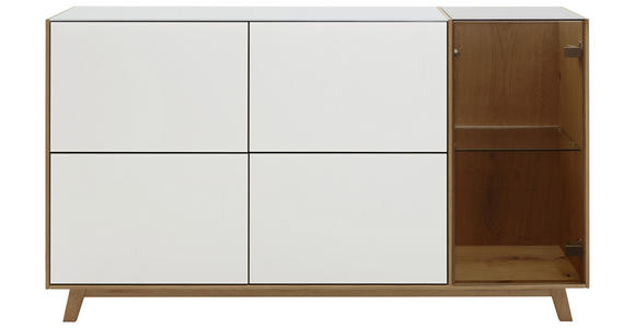 KOMMODE 164/92/40 cm - Eichefarben/Weiß, Natur, Glas/Holz (164/92/40cm) - Dieter Knoll