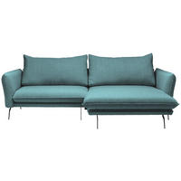 ECKSOFA Hellblau Bouclé  - Schwarz/Hellblau, Design, Textil/Metall (277/182cm) - Stylife