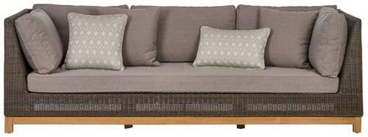 LOUNGESOFA  - Taupe/Dunkelgrau, Natur, Holz/Kunststoff (224/71/91cm) - Amatio