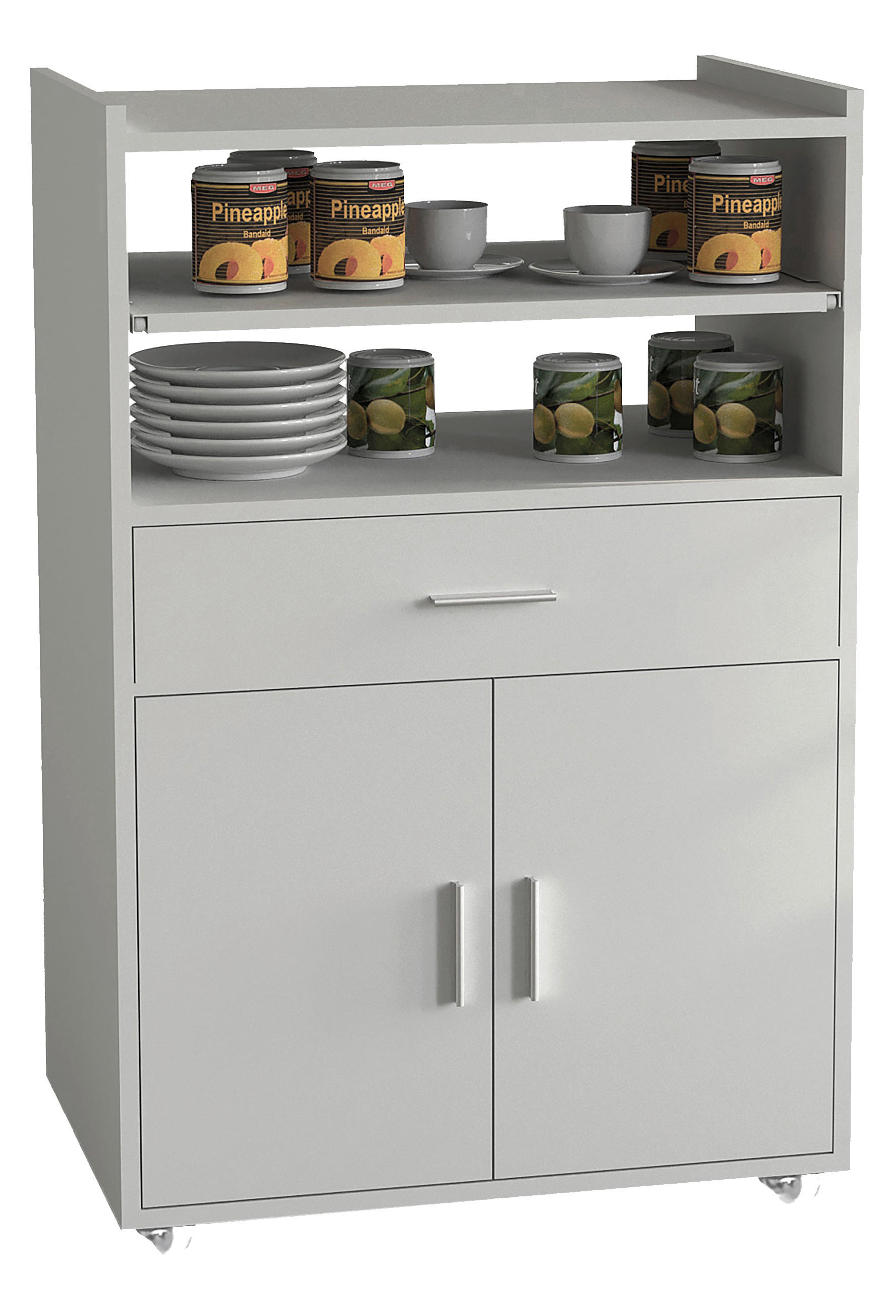 SERVERINGSVAGN i vit  - vit/silver, Basics, trämaterial/plast (59/92/40cm) - MID.YOU