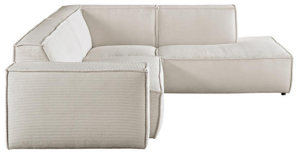 ECKSOFA in Cord Weiß  - Schwarz/Weiß, KONVENTIONELL, Kunststoff/Textil (254/224cm) - Hom`in