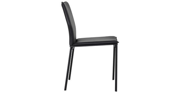 STUHL Echtleder Schwarz - Schwarz, Design, Leder/Metall (48/85/57,5cm) - Novel