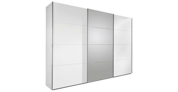 SCHWEBETÜRENSCHRANK  in Weiß  - Alufarben/Weiß, Design, Glas/Holzwerkstoff (270/210/65cm) - Carryhome