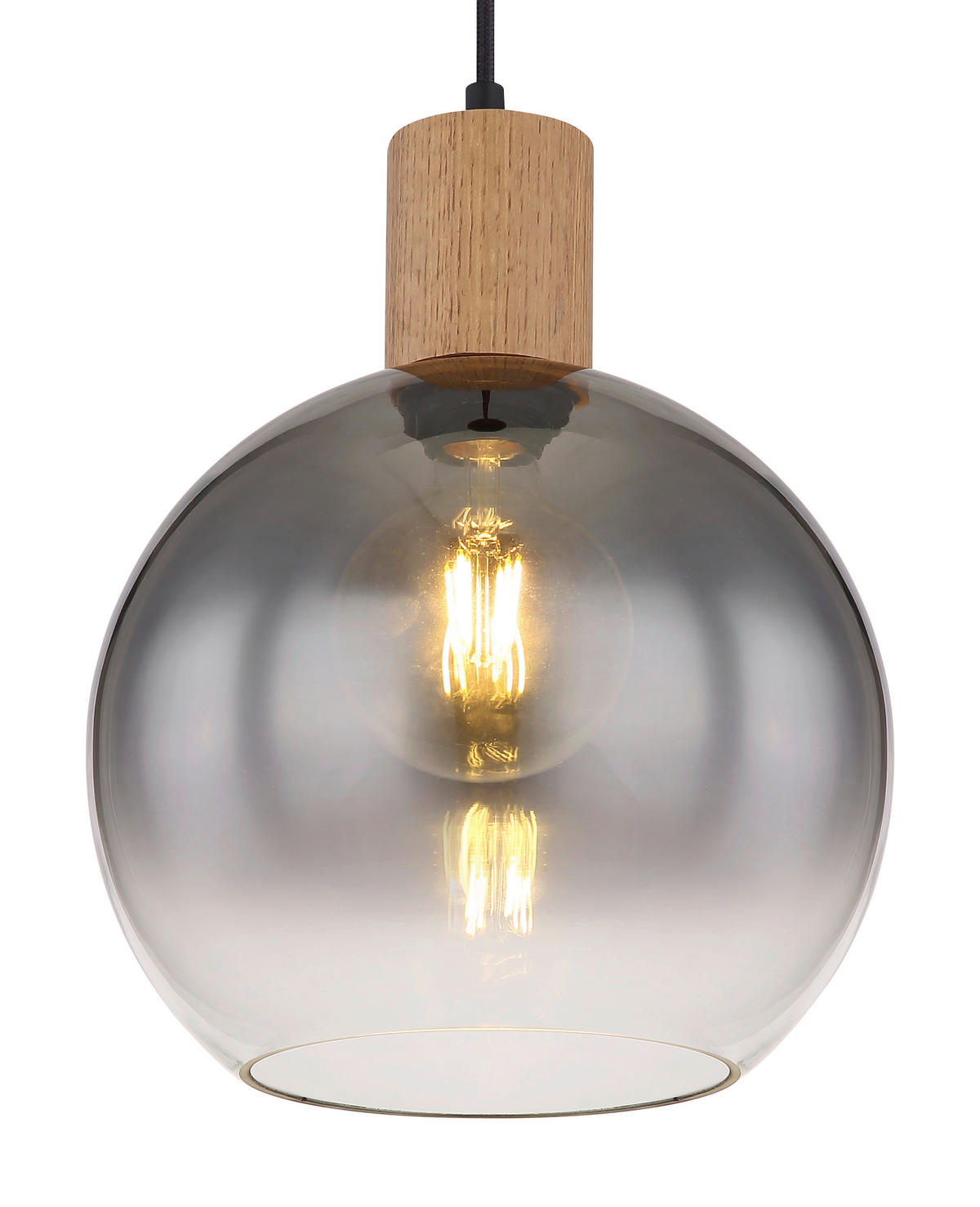 HÄNGELEUCHTE 25/120 cm    - Schwarz/Naturfarben, Natur, Glas/Holzwerkstoff (25/120cm) - Globo