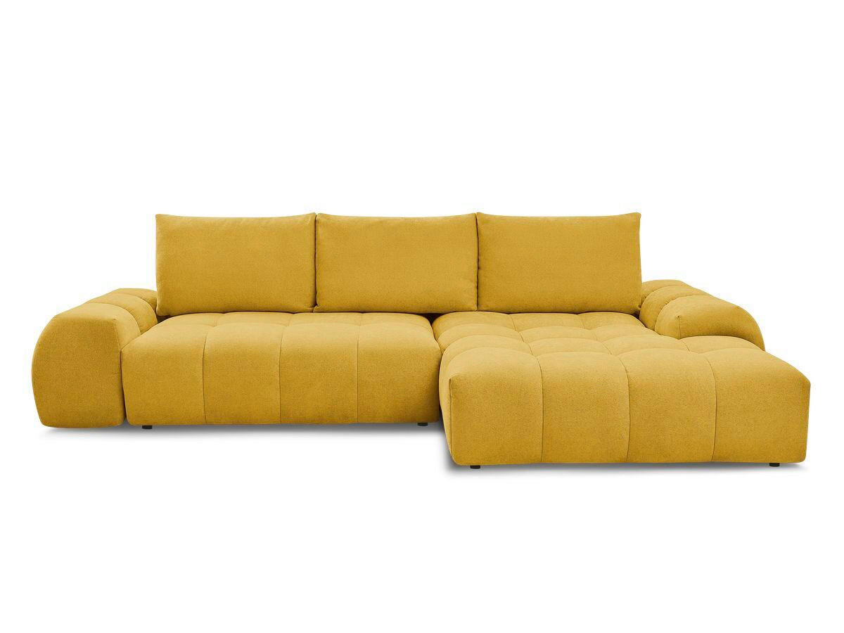 ECKSCHLAFSOFA EVEREST  mit Rücken echt, Armteil links, Armteil rechts Struktur Gelb  - Gelb/Schwarz, MODERN, Kunststoff/Textil (318/180cm) - Livetastic