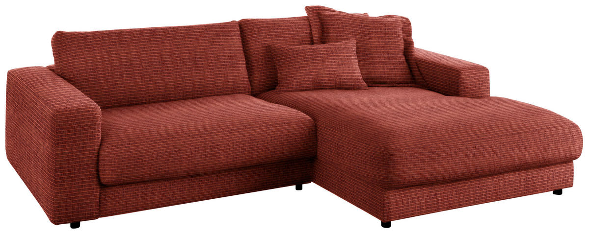 ECKSOFA in Chenille Rostfarben  - Rostfarben/Schwarz, Design, Kunststoff/Textil (270/190cm) - Lomoco