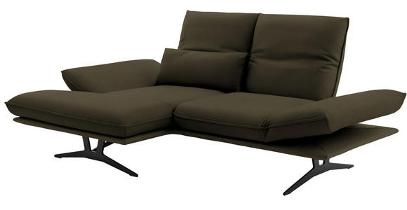 ECKSOFA in Echtleder Olivgrün  - Gelb/Schwarz, Design, Leder/Metall (130/210cm) - Dieter Knoll