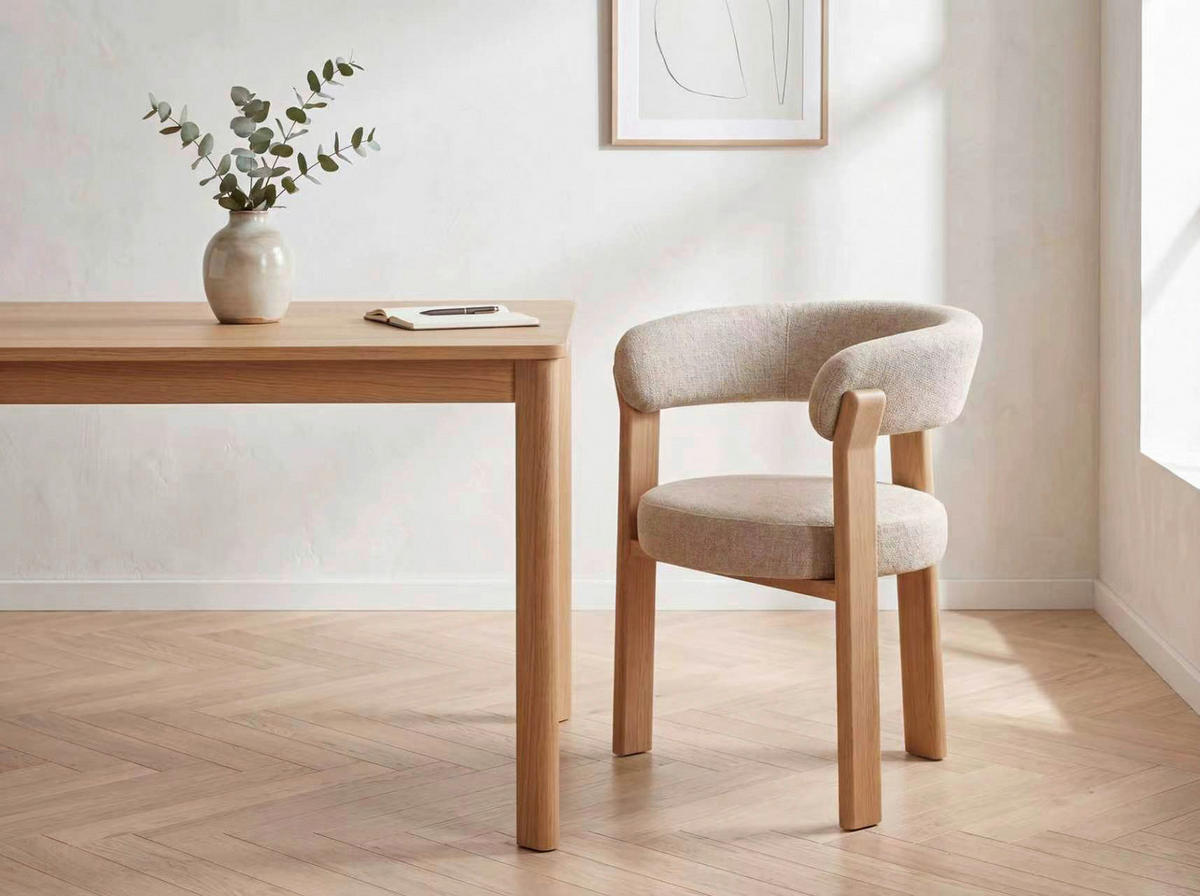 ARMLEHNSTUHL   Webstoff  Eichefarben, Beige  - Eichefarben/Beige, MODERN, Textil/Metall (62/74/56,5cm) - Livetastic