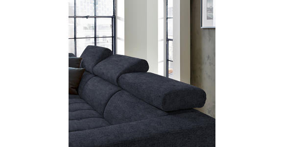 ECKSOFA in Mikrofaser Dunkelgrau 207/301 cm - Dunkelgrau/Schwarz, Design, Textil/Metall (207/301cm) - Xora