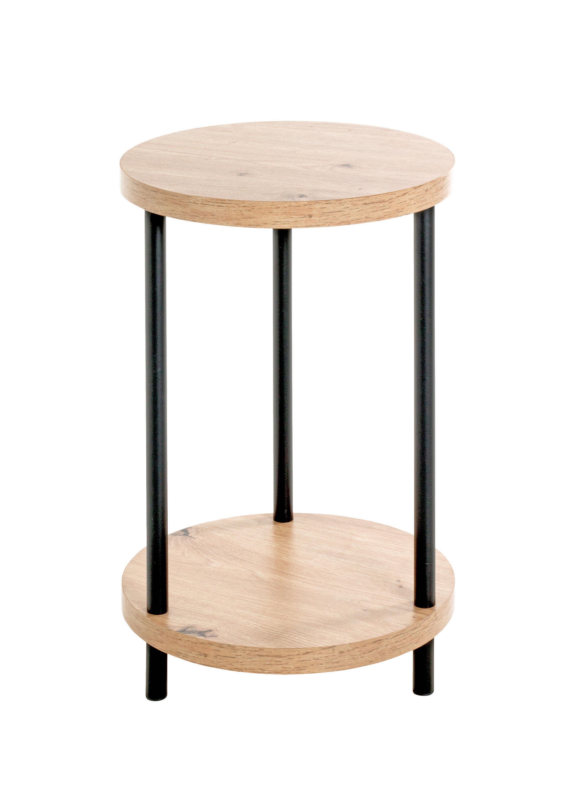 BEISTELLTISCH 30/30/50 cm Schwarz, Eichefarben rund  - Eichefarben/Schwarz, Trend, Holzwerkstoff/Metall (30/30/50cm)