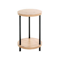 BEISTELLTISCH 30/30/50 cm Schwarz, Eichefarben rund  - Eichefarben/Schwarz, Trend, Holzwerkstoff/Metall (30/30/50cm)