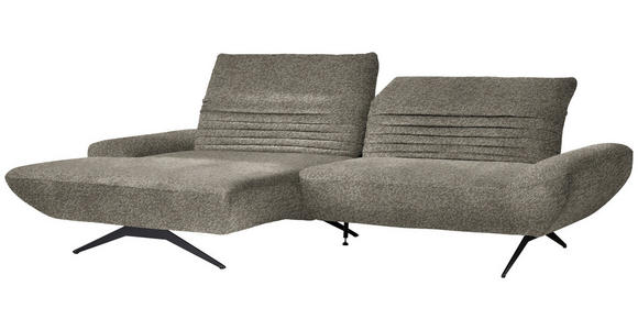 ECKSOFA  in Bouclé Graubraun  170-195/280 cm  - Graubraun/Schwarz, Design, Textil/Metall (170-195/280cm) - Dieter Knoll