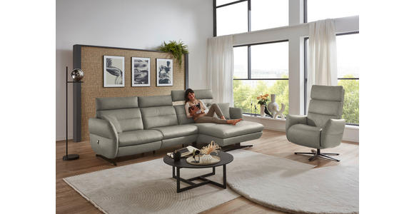 RELAXSESSEL in Leder Hellgrau  - Hellgrau/Schwarz, Design, Leder/Metall (82/119/85cm) - Dieter Knoll