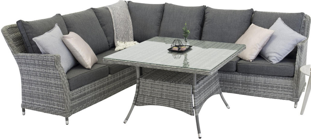 TRÄDGÅRDSGRUPP  - grå, Basics, metall/glas (204/204/88cm)