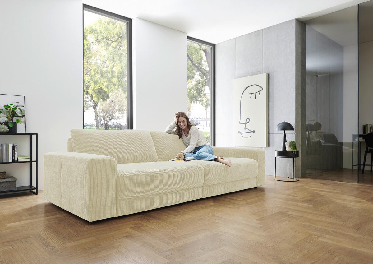 BIGSOFA in Chenille, Jacquard Naturfarben  - Schwarz/Naturfarben, Design, Kunststoff/Textil (270/83/125cm) - Niels Andersson