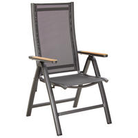 GARTENKLAPPSESSEL Aluminium Graphitfarben, Grau, Teakfarben  - Graphitfarben/Naturfarben, Design, Holz/Textil (62/109/71cm) - Zebra 