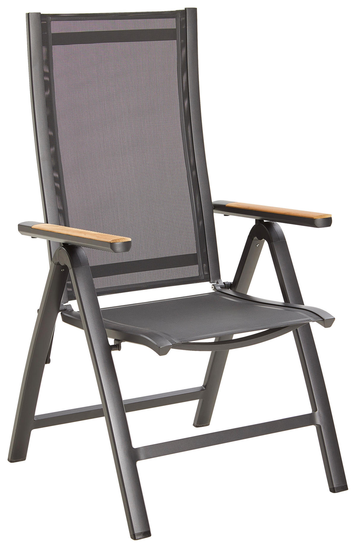 GARTENKLAPPSESSEL Aluminium Graphitfarben, Grau, Teakfarben  - Graphitfarben/Naturfarben, Design, Holz/Textil (62/109/71cm) - Zebra 