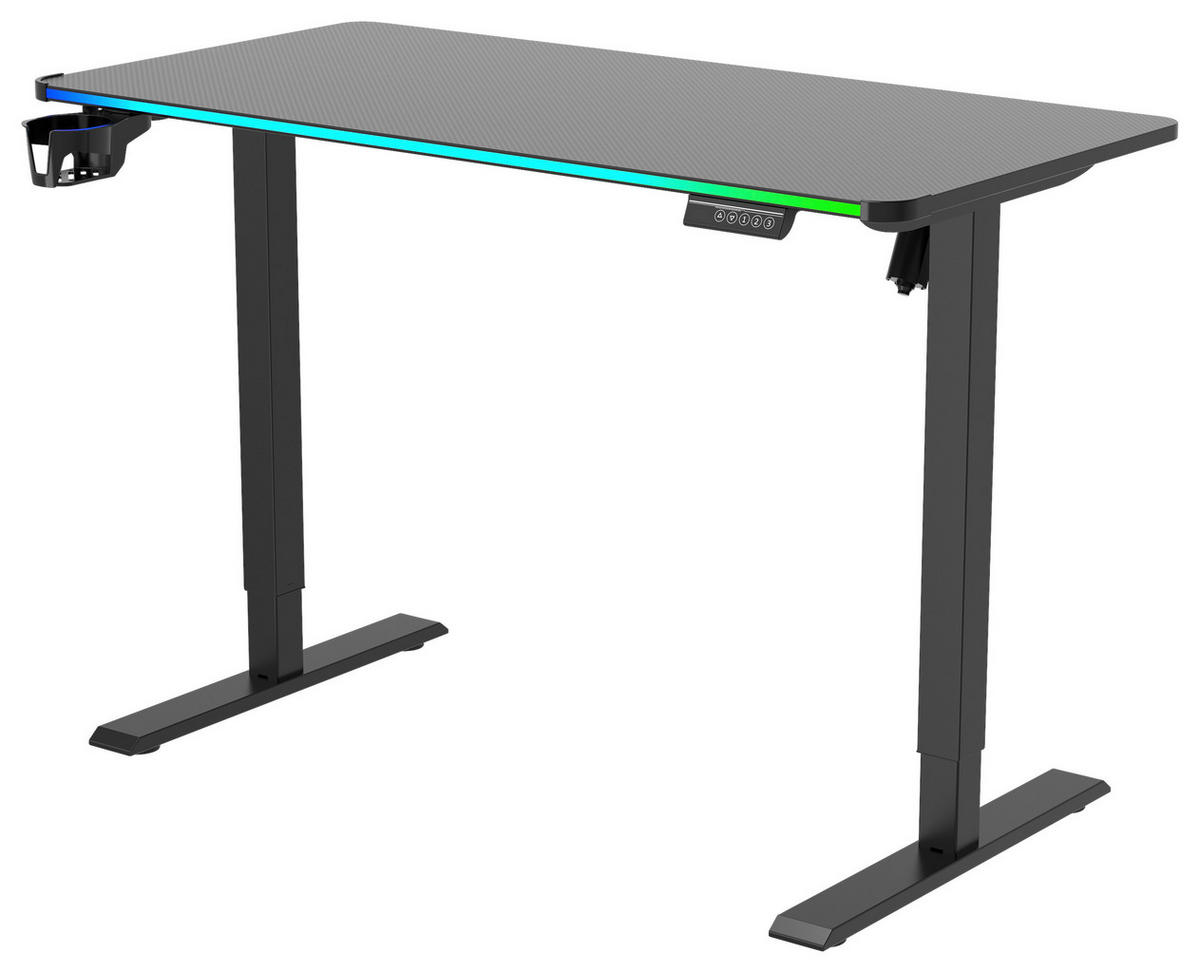 Masă De Scris, metal, plastic, material pe bază de lemn - negru, Design, plastic/metal (120/70-115/60cm) - Novel