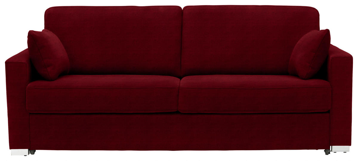 SCHLAFSOFA in Textil Dunkelrot  - Chromfarben/Dunkelrot, Konventionell, Textil/Metall (208/86/97cm) - Novel