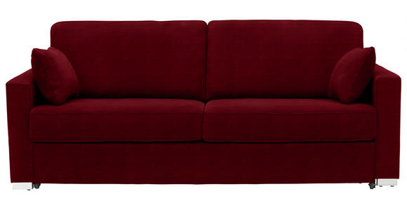 SCHLAFSOFA in Webstoff Dunkelrot  - Chromfarben/Dunkelrot, KONVENTIONELL, Textil/Metall (208/86/97cm) - Novel