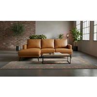 ECKSOFA ELANO Cognac Echtleder Lederlook  - Cognac/Schwarz, Design, Leder/Textil (153/231cm) - Livetastic