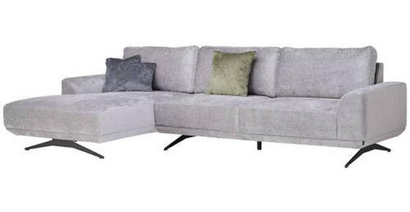 ECKSOFA in Webstoff Grau  - Schwarz/Grau, Design, Textil/Metall (172/320cm) - Valnatura