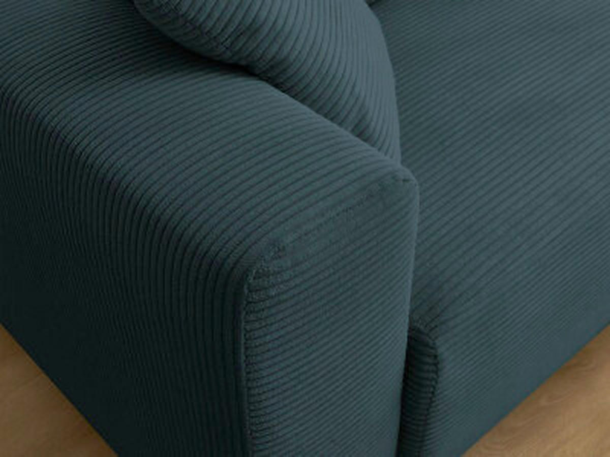 ECKSOFA Ottomane rechts  ATILLA Dunkelblau Cord  - Schwarz/Dunkelblau, MODERN, Kunststoff/Textil (244/149cm)