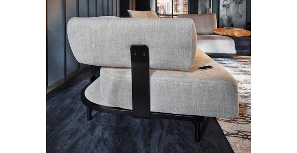 ECKSOFA in Flachgewebe Hellgrau 302/237 cm - Hellgrau/Schwarz, Design, Textil/Metall (302/237cm) - Dieter Knoll
