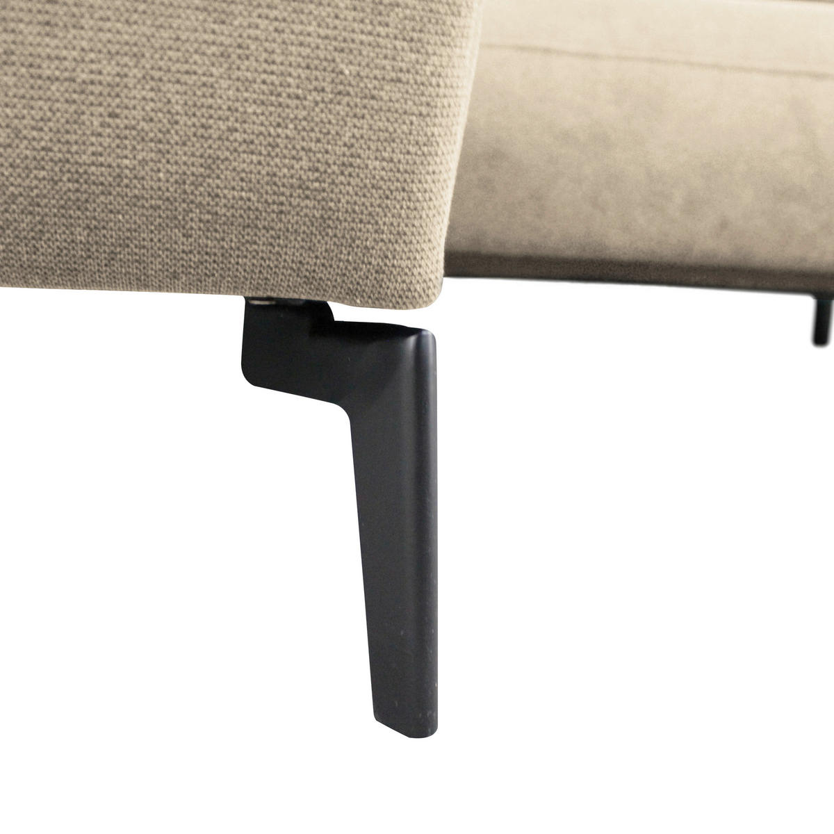 ECKSOFA Beige Flachgewebe  - Beige/Schwarz, Design, Textil/Metall (163/240cm) - MID.YOU