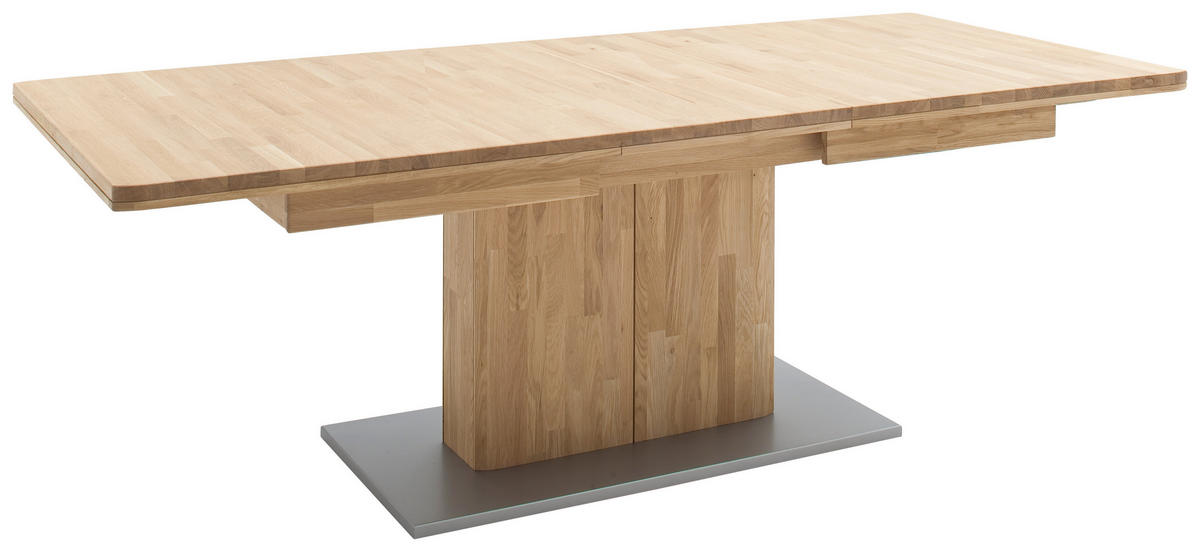 ESSTISCH Balkeneiche massiv rechteckig Grau, Eiche Bianco  - Eiche Bianco/Grau, Design, Holz/Holzwerkstoff (180-230/100/77cm) - Livetastic