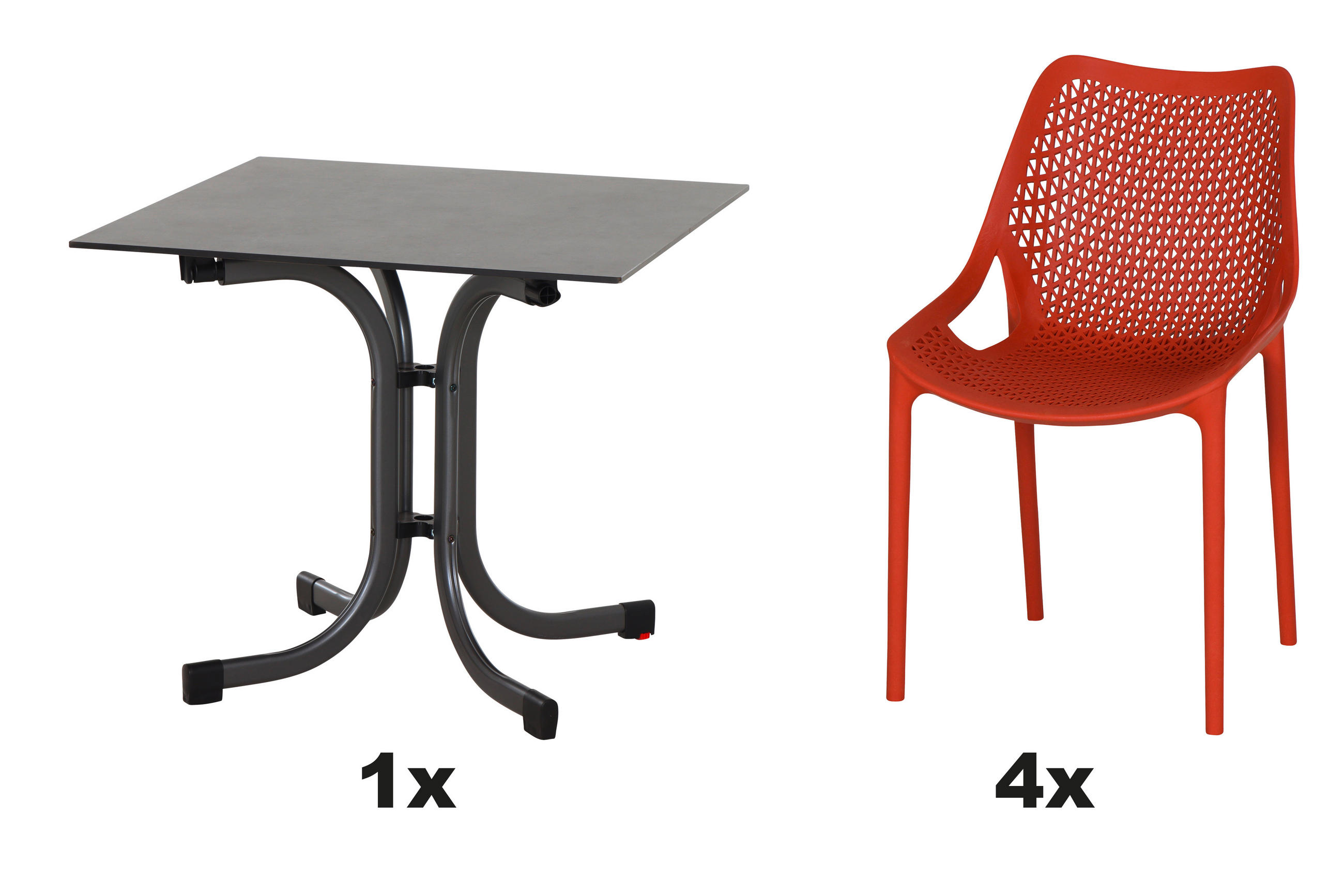 GARTENGARNITUR 5-teilig  - Anthrazit/Rot, Basics, Kunststoff/Metall (80/81/80cm) - Siena Garden