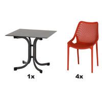GARTENGARNITUR 5-teilig  - Anthrazit/Rot, Basics, Holzwerkstoff/Kunststoff (80/81/80cm) - Siena Garden