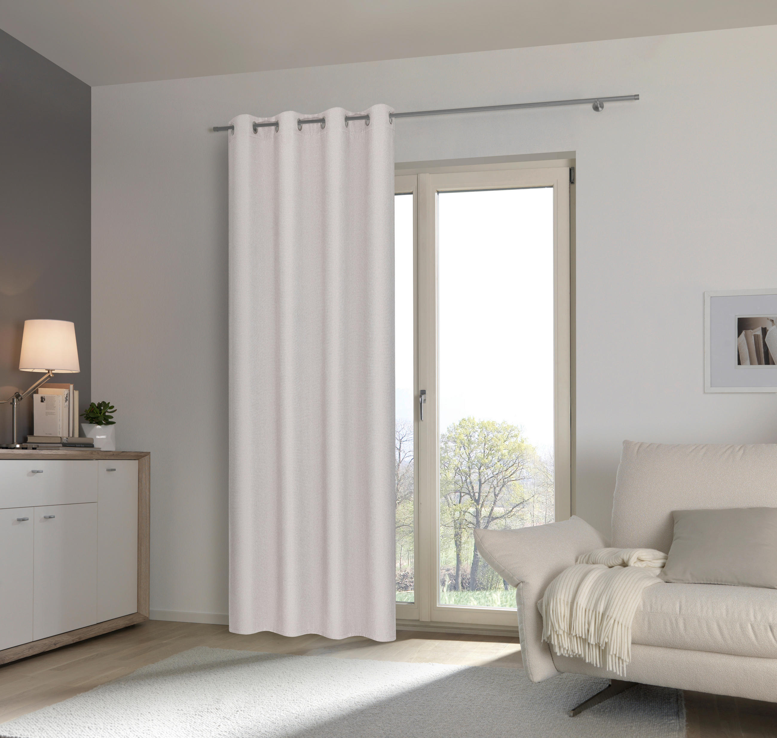 ÖSENSCHAL MINOS blickdicht 130/245 cm   - Creme, Basics, Textil (130/245cm) - Esposa