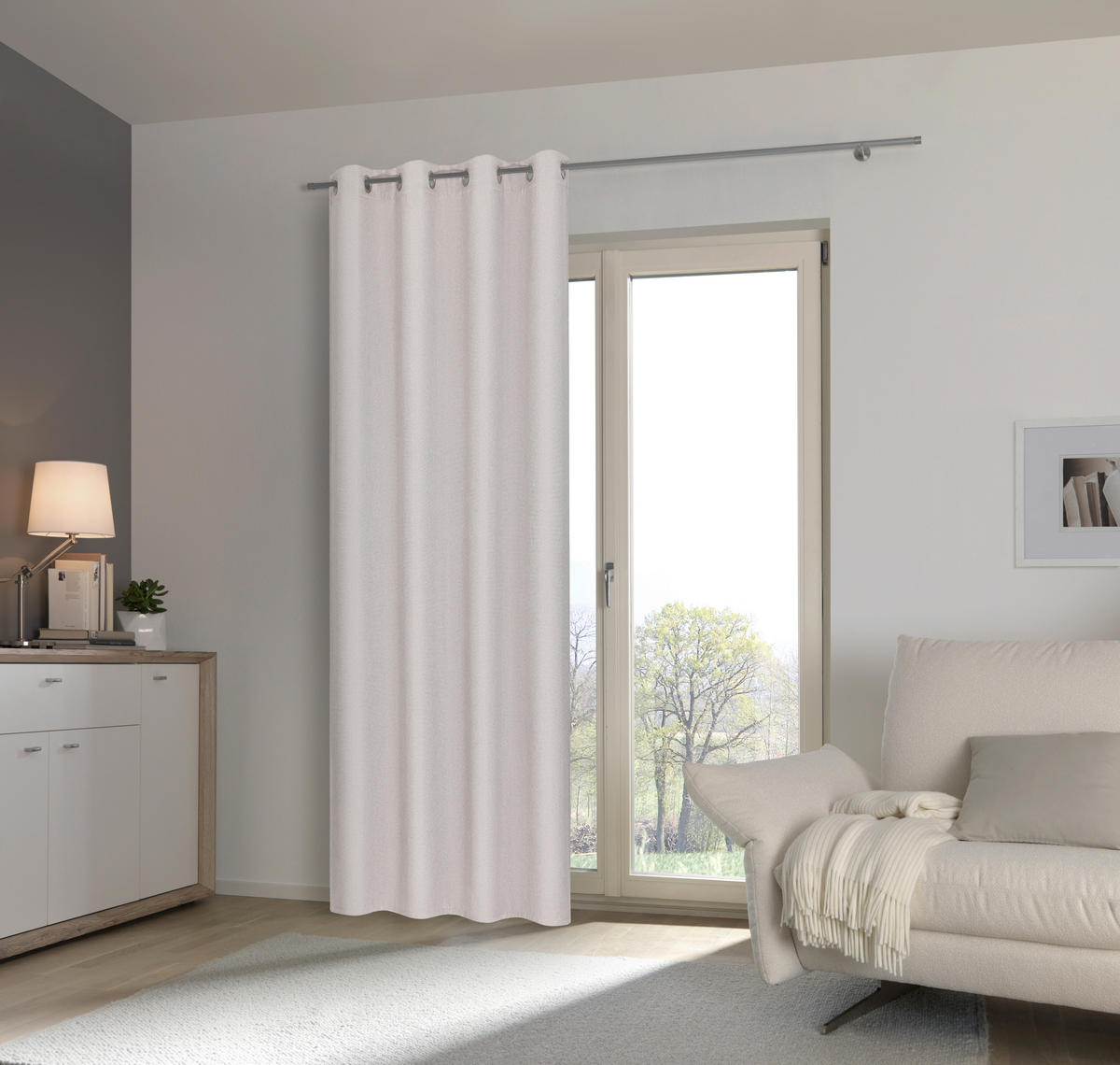 ÖSENSCHAL MINOS blickdicht 130/245 cm   - Creme, Basics, Textil (130/245cm) - Esposa