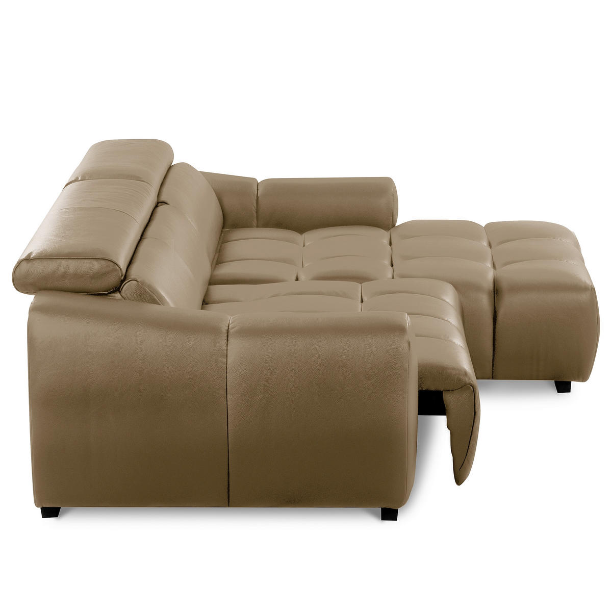 ECKSOFA  Echtleder Mokka  - Schwarz/Mokka, Design, Leder/Kunststoff (274/177cm) - Livetastic
