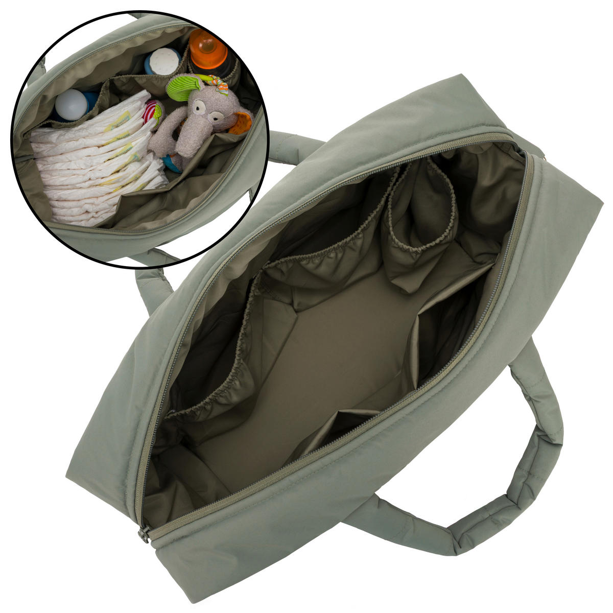 WICKELTASCHE  - Salbeigrün/Schwarz, Basics, Textil (43/28/14cm) - Fillikid