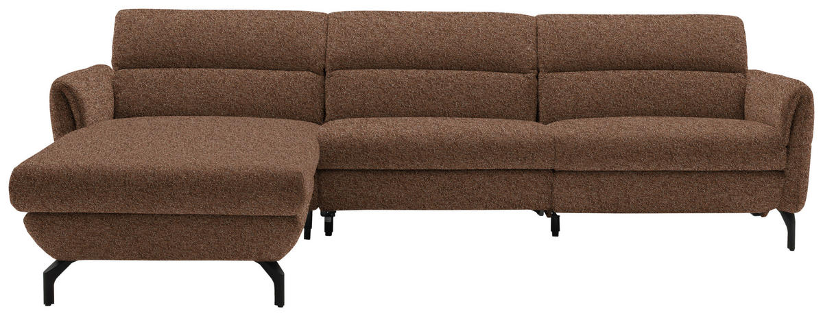 ECKSOFA in Chenille Kupferfarben  187/299 cm  - Schwarz/Kupferfarben, Design, Textil/Metall (187/299cm) - Schöner Wohnen