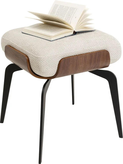 HOCKER Webstoff Buche Braun, Creme, Schwarz  - Creme/Schwarz, Design, Holz/Textil (45/50/45cm) - Kare-Design