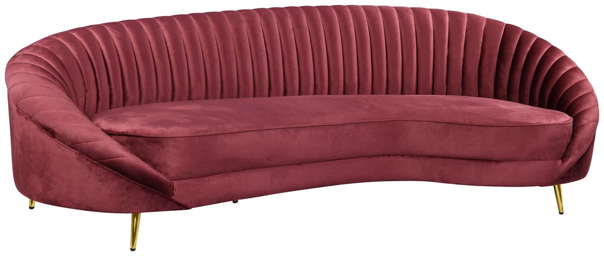 3-SITZER-SOFA ELARA Samt Bordeaux  - Bordeaux/Goldfarben, Design, Textil/Metall (246/81/111cm) - MID.YOU