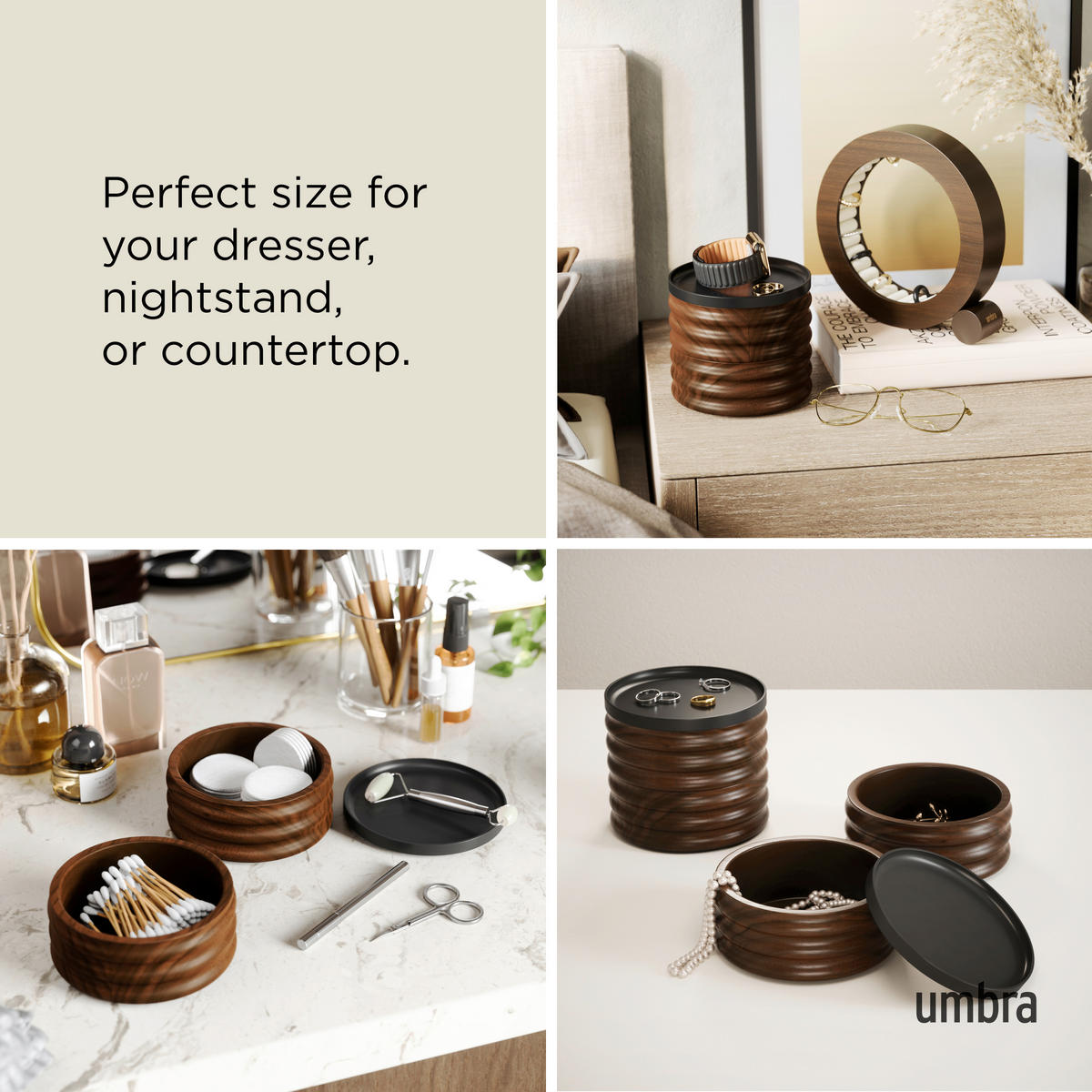 TRUHLIČKA NA ŠPERKY - černá/barvy vlašských ořechů, Konvenční, kov/dřevo (12.7/11.7/12cm) - Umbra