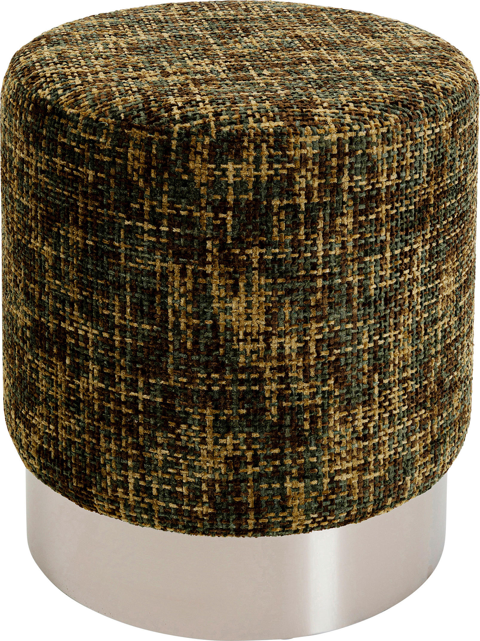 HOCKER Webstoff Silberfarben, Dunkelgrün  - Dunkelgrün/Silberfarben, KONVENTIONELL, Textil/Metall (39/47/39cm) - Kare-Design