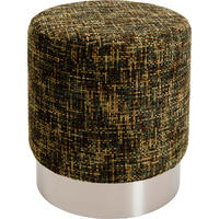 HOCKER Webstoff Silberfarben, Dunkelgrün  - Dunkelgrün/Silberfarben, KONVENTIONELL, Textil/Metall (39/47/39cm) - Kare-Design