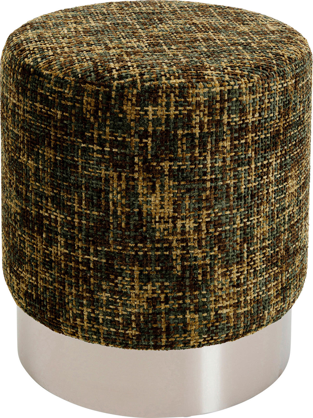 HOCKER Webstoff Silberfarben, Dunkelgrün  - Dunkelgrün/Silberfarben, KONVENTIONELL, Textil/Metall (39/47/39cm) - Kare-Design