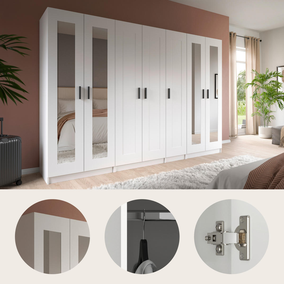 DREHTÜRENSCHRANK  in Weiß  - Schwarz/Weiß, ROMANTIK / LANDHAUS, Holzwerkstoff/Kunststoff (280/194/56cm) - Livetastic