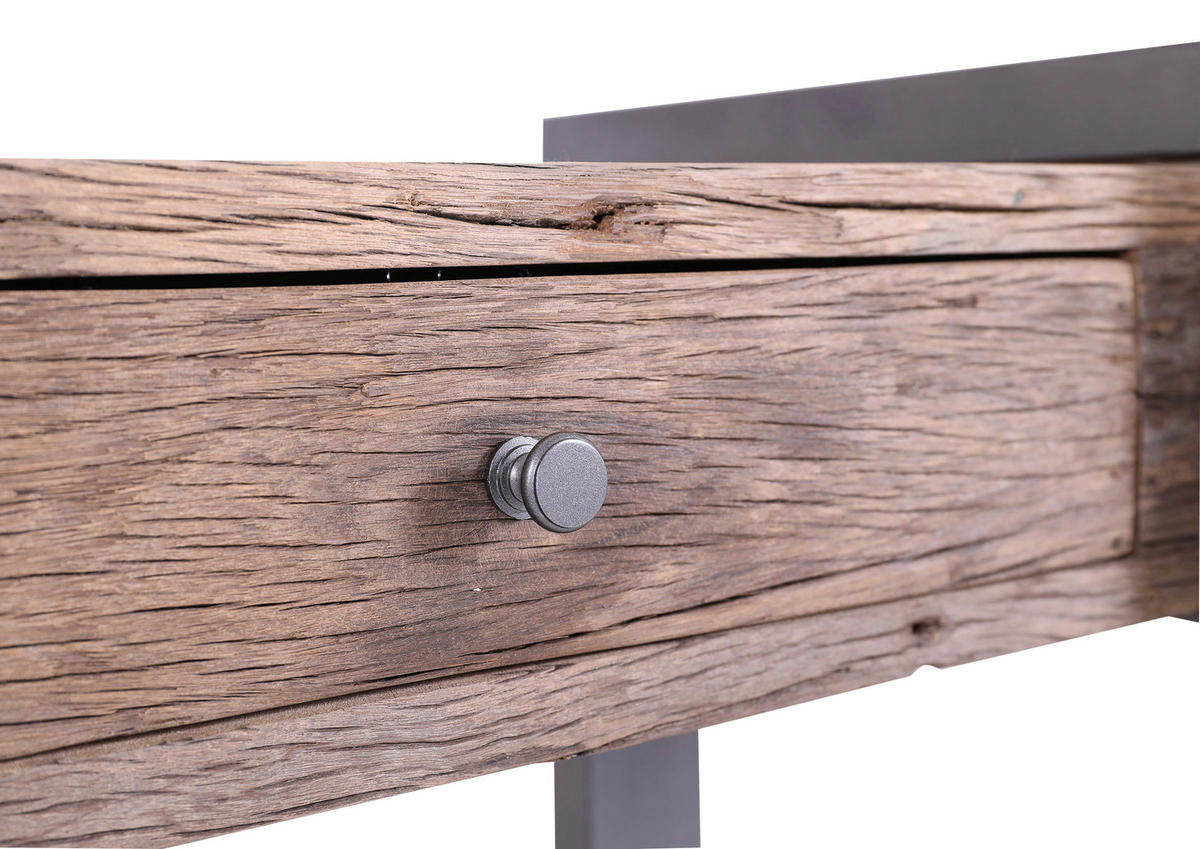 KONSOLENTISCH Recyclingholz massiv Anthrazit, Naturfarben, Weiß, Dunkelbraun  - Anthrazit/Dunkelbraun, LIFESTYLE, Holz/Stein (135/45/79cm) - Landscape