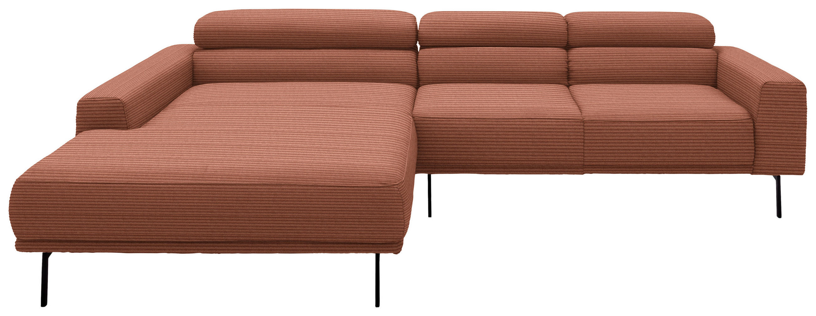 ECKSOFA Cord Rostfarben  - Rostfarben/Schwarz, Design, Textil/Metall (215-217/293cm) - Schöner Wohnen